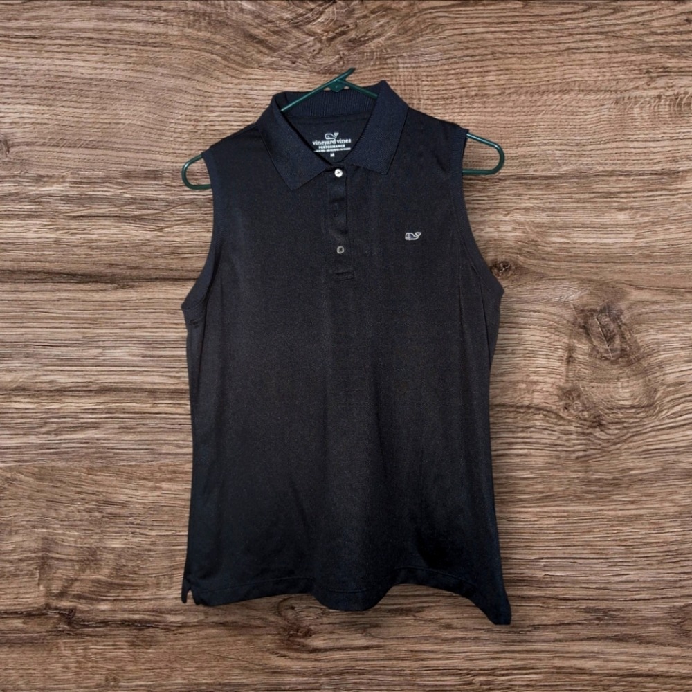 NWOT Vineyard Vines Performance Sleeveless Polo Shirt, Collared, Black size M